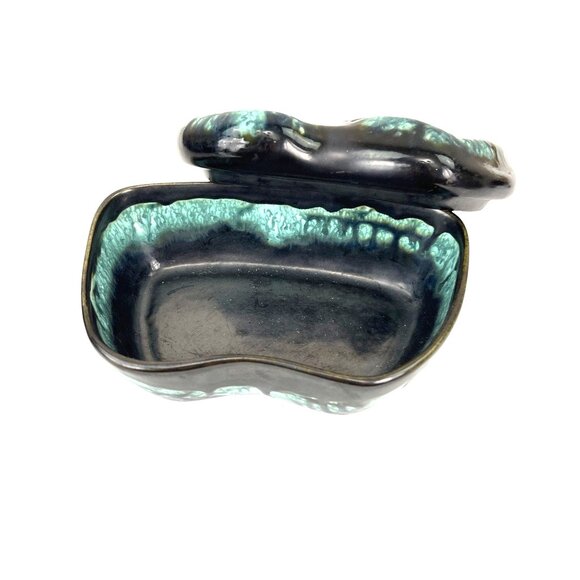 Sue Handley Artisan Ceramic Trinket Box Black And Green Abstract Design - Picture 2 of 8